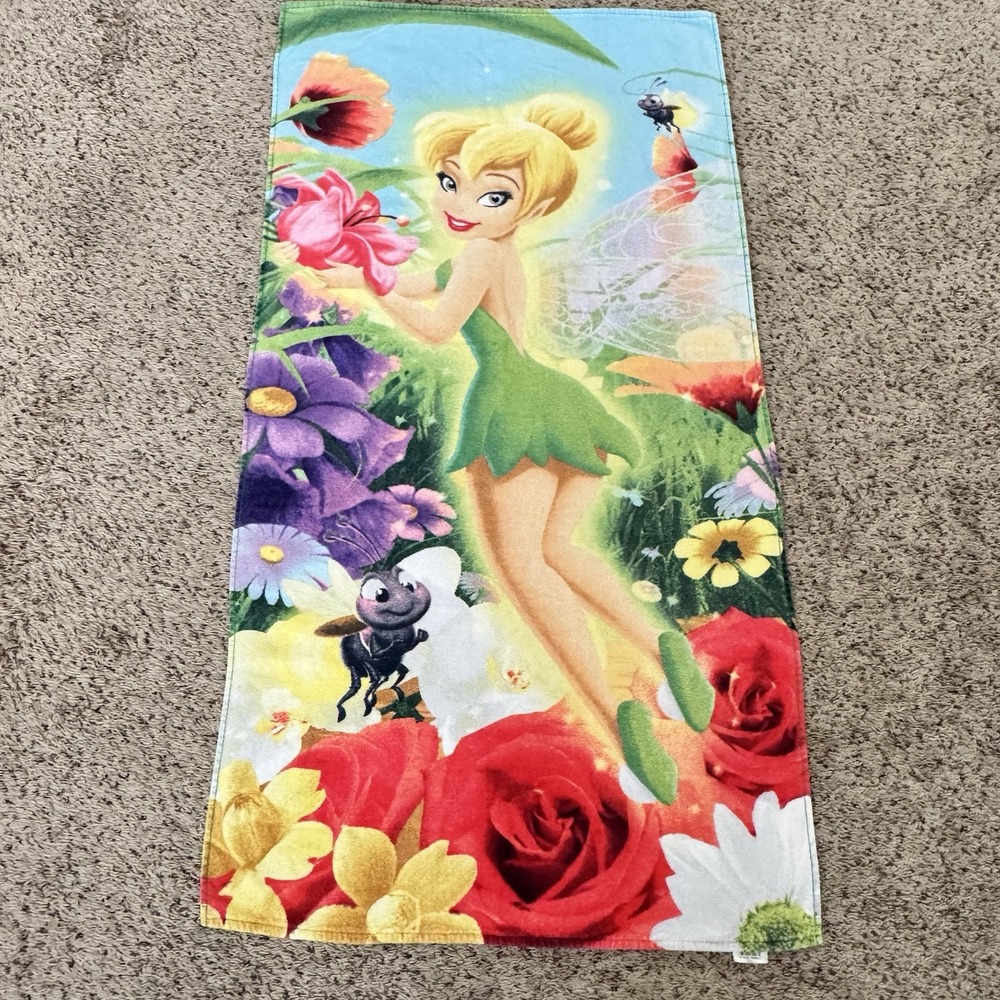 Disney Fairies Tinker Bell "All A Glow" Beach Bath Towel Kids Colorful Cotton